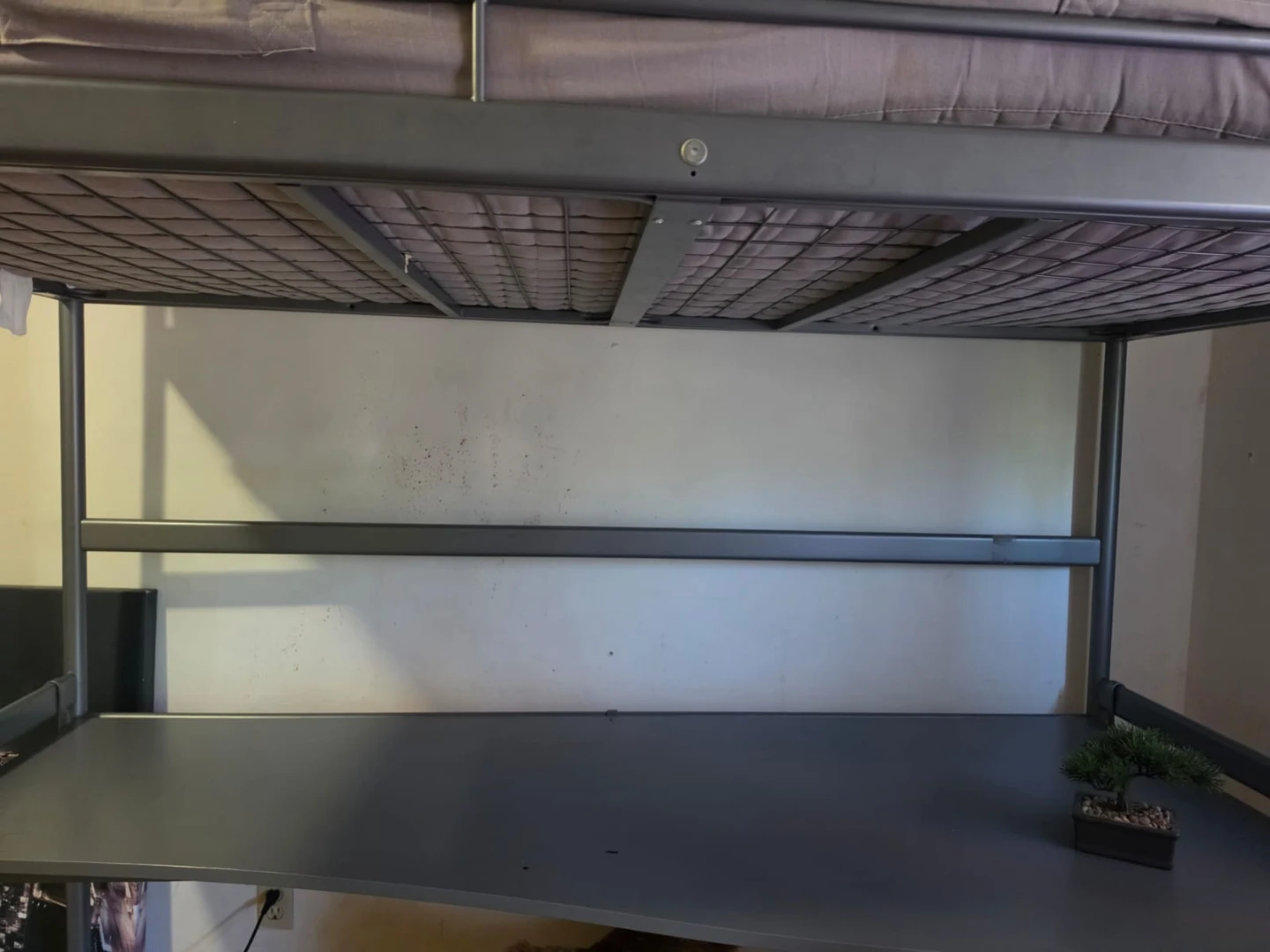 IKEA Grey Metal Loft Bed with Desk - photo 2
