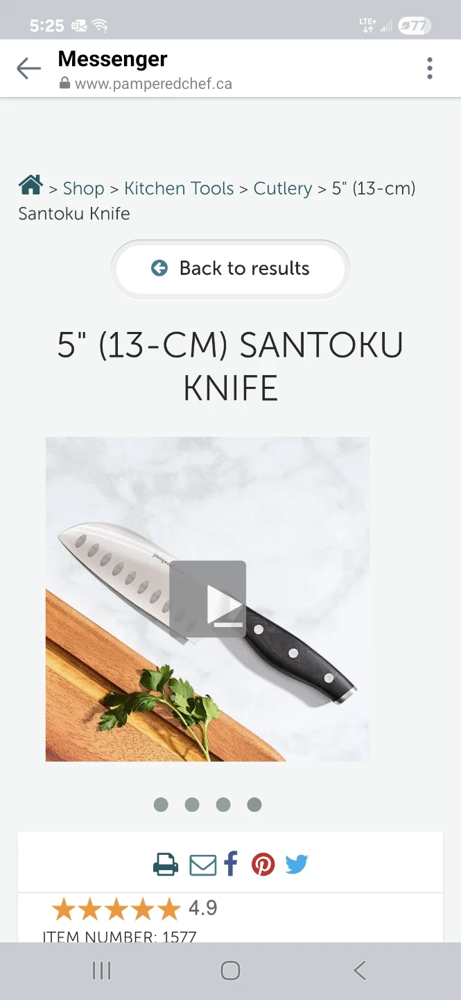 Pampered Chef 5" Santoku Knife - photo 2