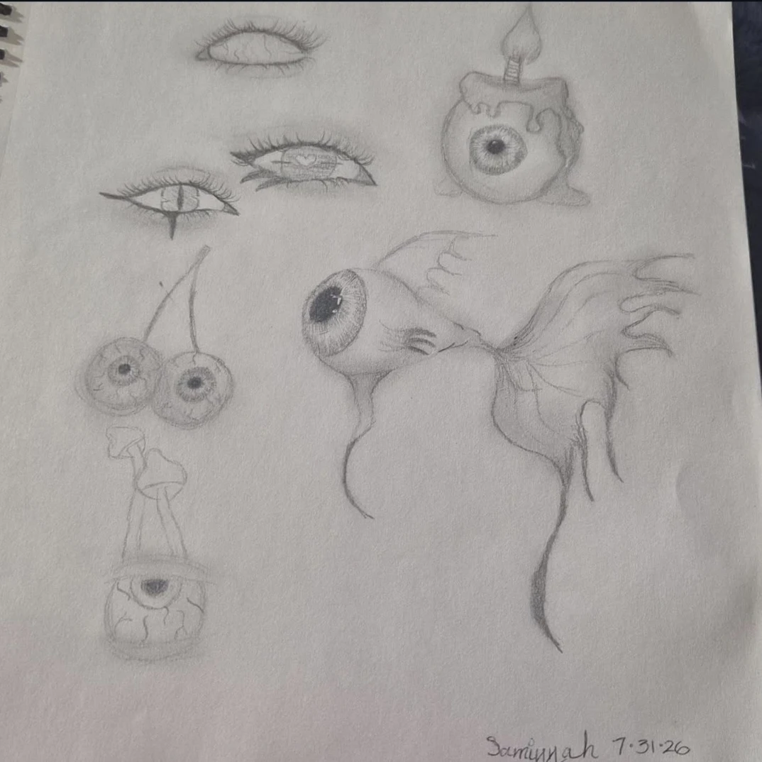 Pencil Sketch Art Print - Eyes & Strange Creatures