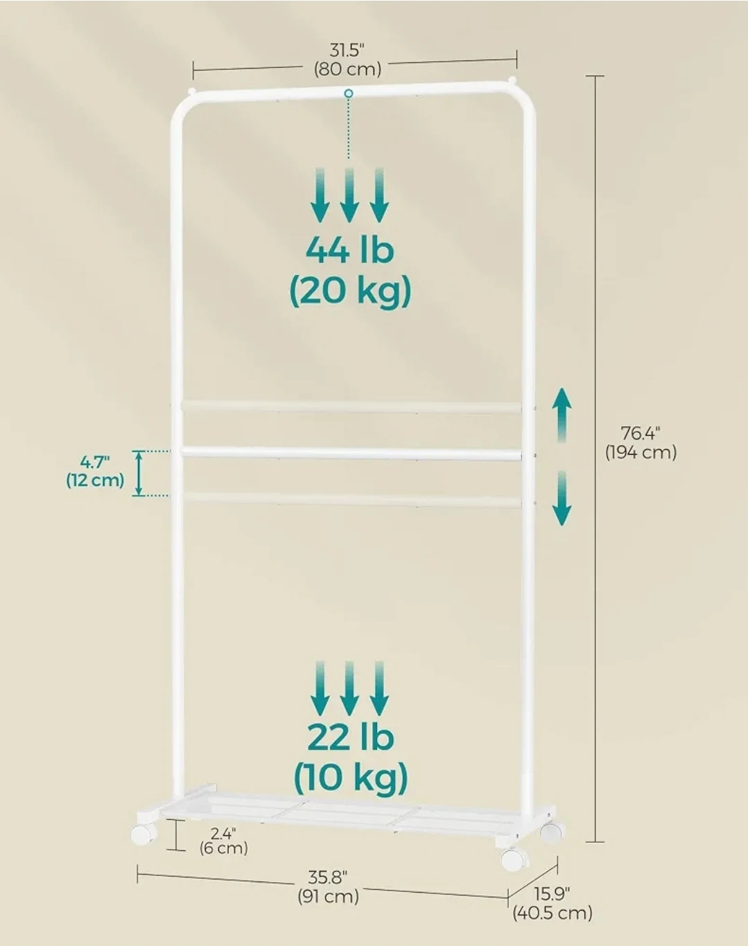 SONGMICS White Metal Garment Rack - photo 3