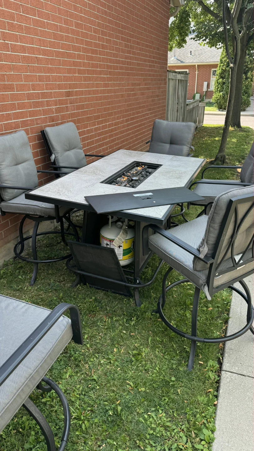 Patio Dining Set with Fire Pit Table