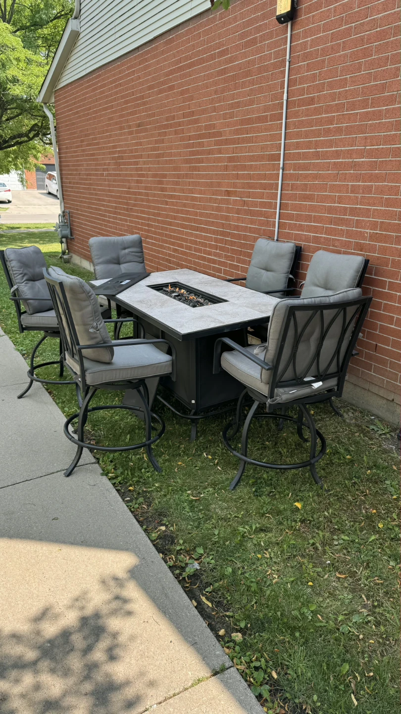 Patio Dining Set with Fire Pit Table - photo 5