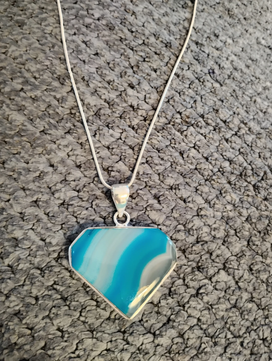 Sterling Silver Blue Agate Necklace