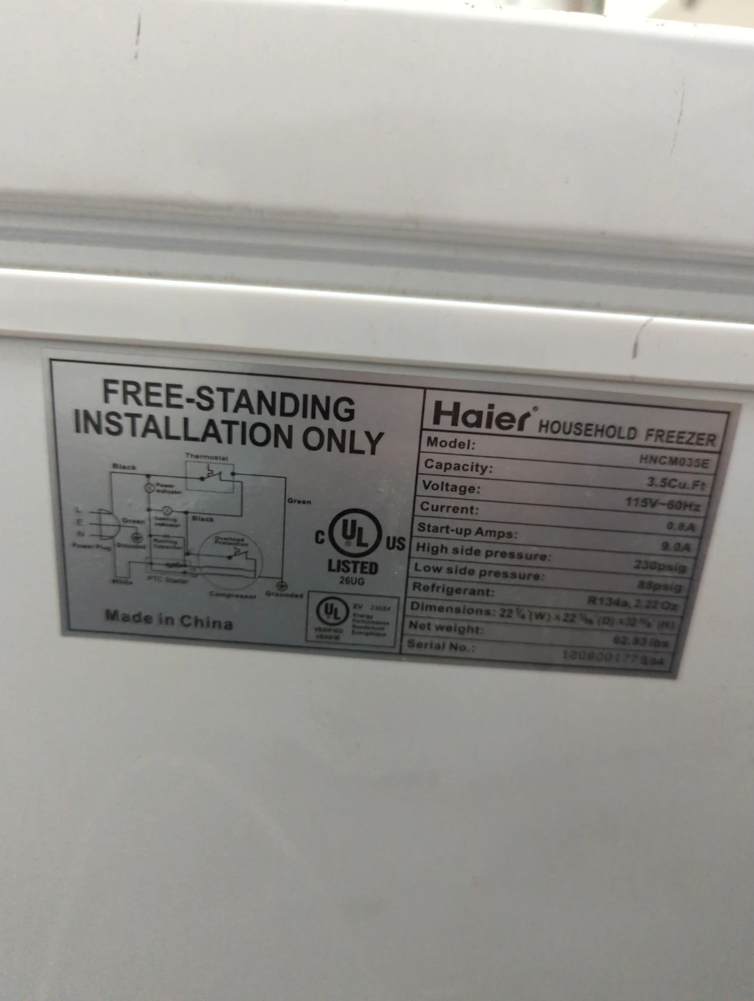 Chest freezer Heier - HNCM035E, 3.5 cu. ft. - photo 3