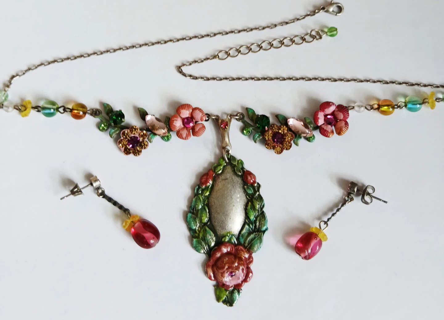 Floral Pendant Necklace and Earring Set - photo 2