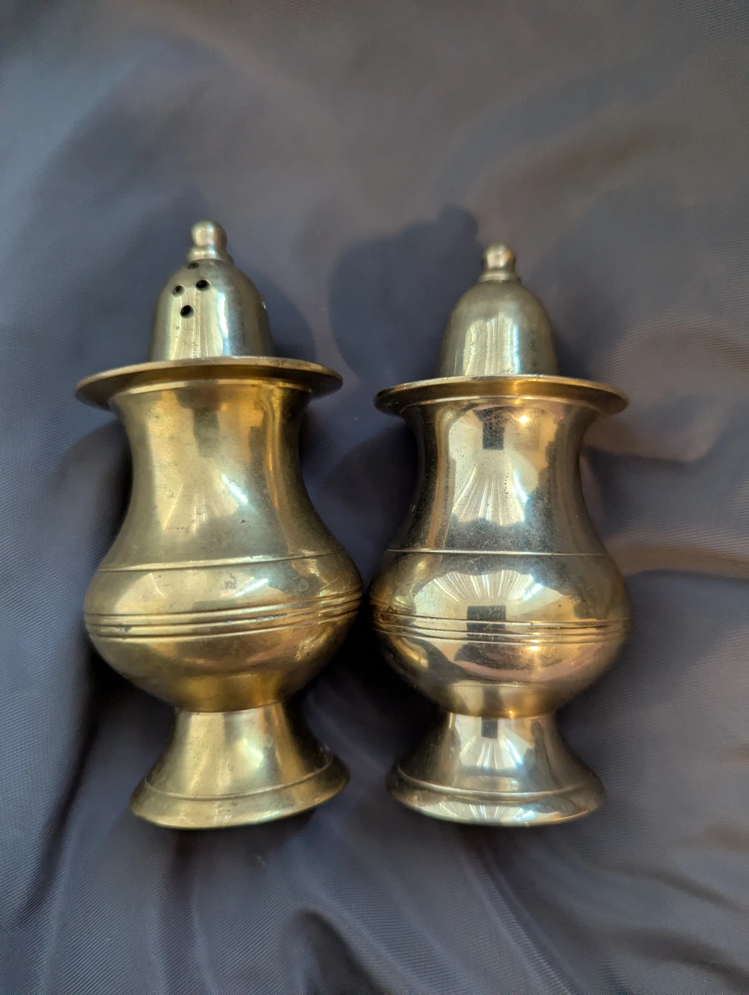 Vintage Brass Salt And Pepper Shakers! - photo 2