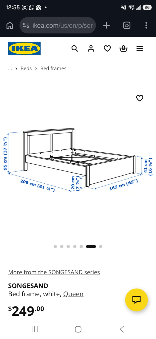 IKEA Queen Bed Frame + HAUGSVÄR Mattress Bundle - photo 5
