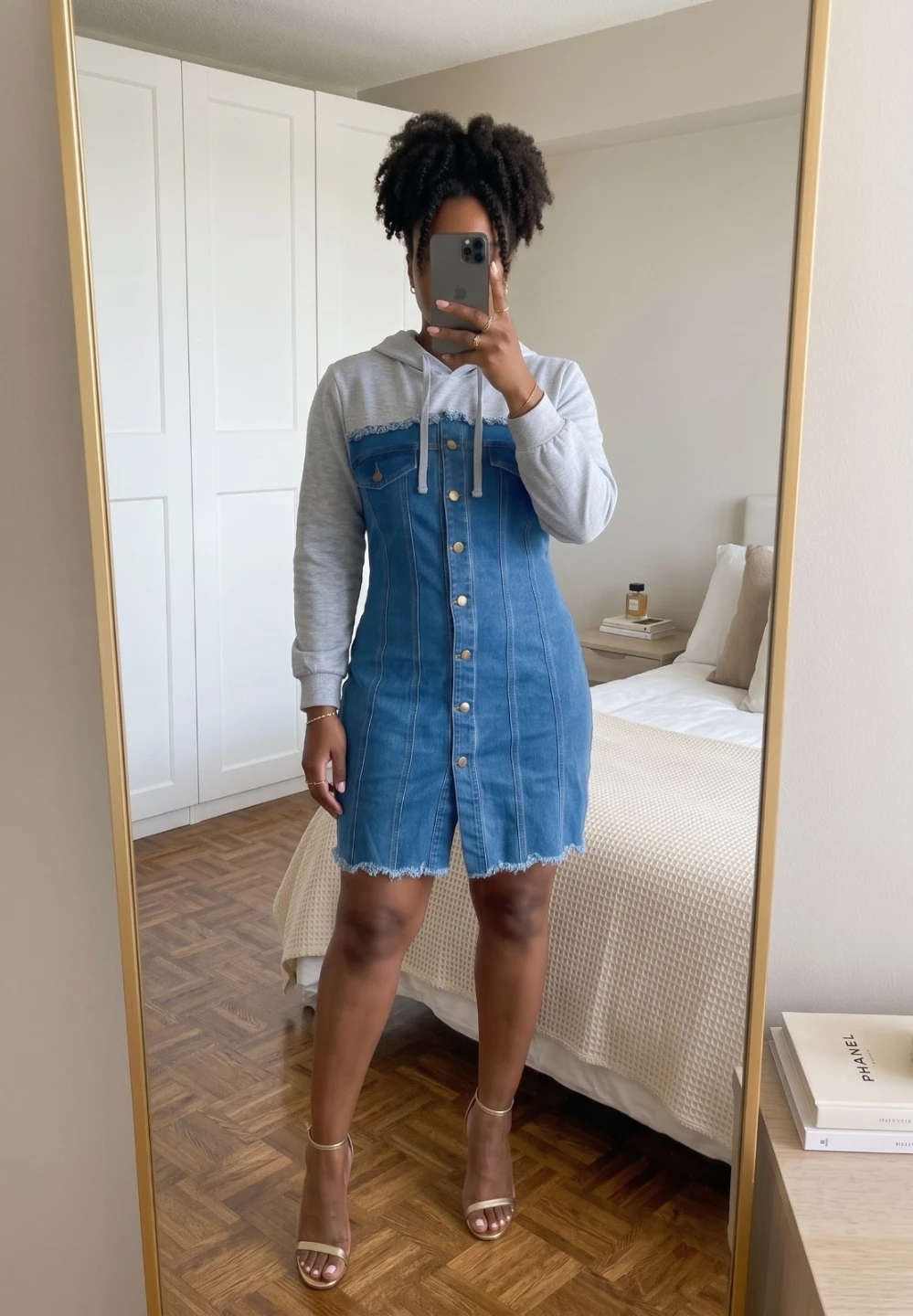 Fashion Nova Blue and Gray Hoodie Dress