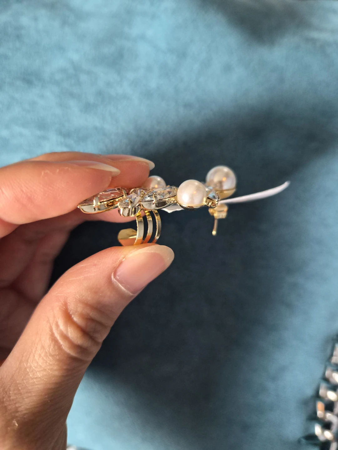 Diamond pearl ear piece - photo 2