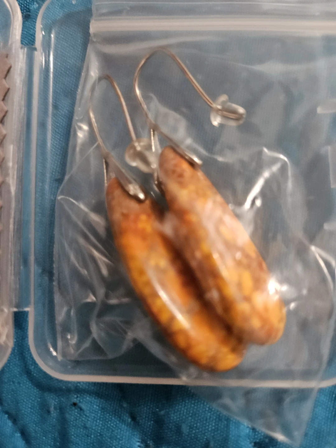Orange Marbled Stone Drop Earrings