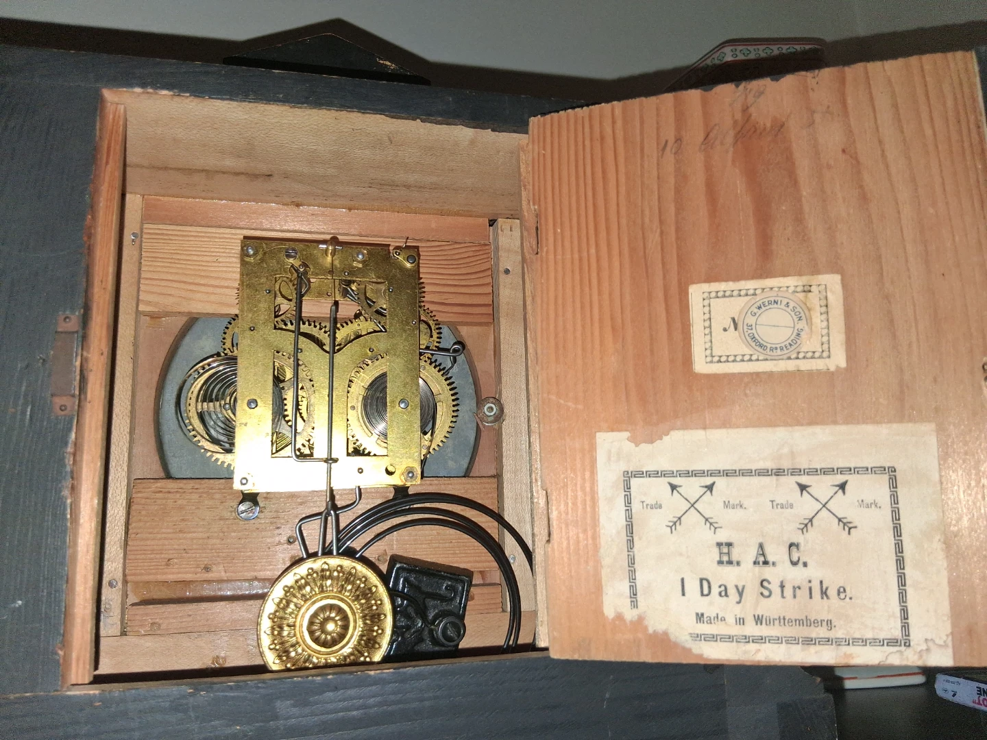 HAC 1 Day Strike Mantel Clock antique German clock - photo 5