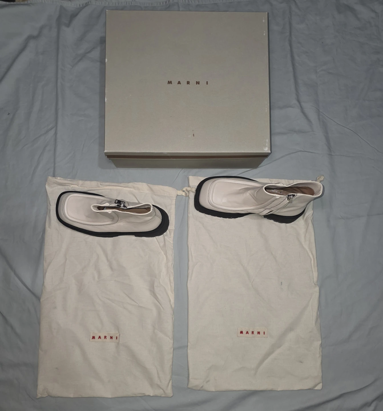 Marni Cream Leather Platform Boots with Zipper - photo 5