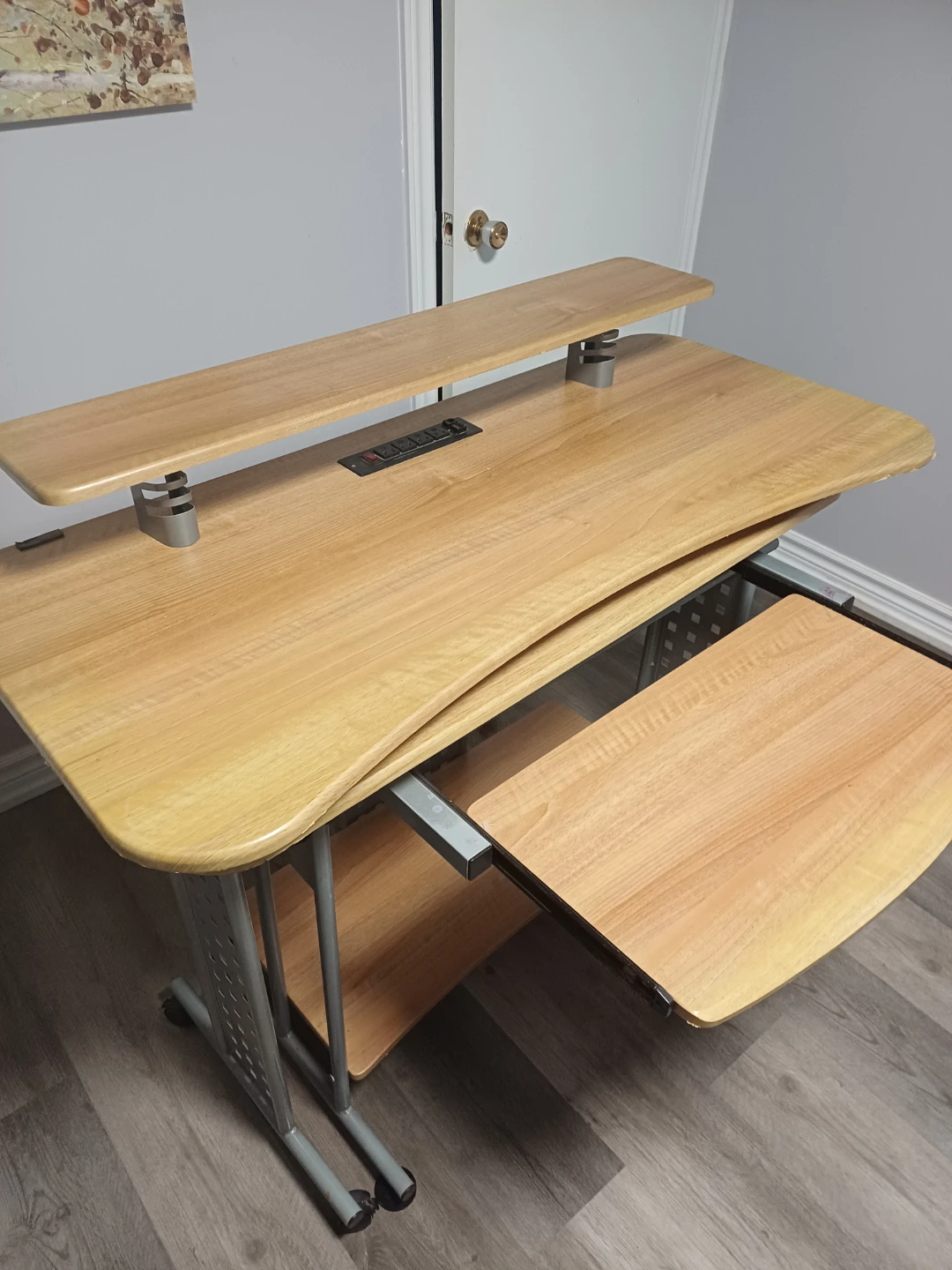 Wood Computer Desk with Keyboard Tray - photo 3