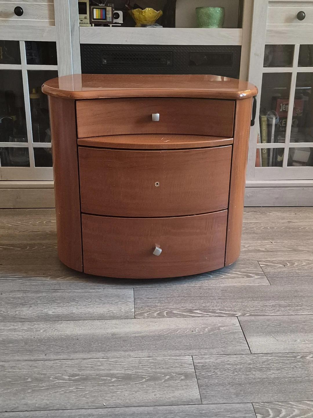 Wooden Nightstand with 3 Drawers
