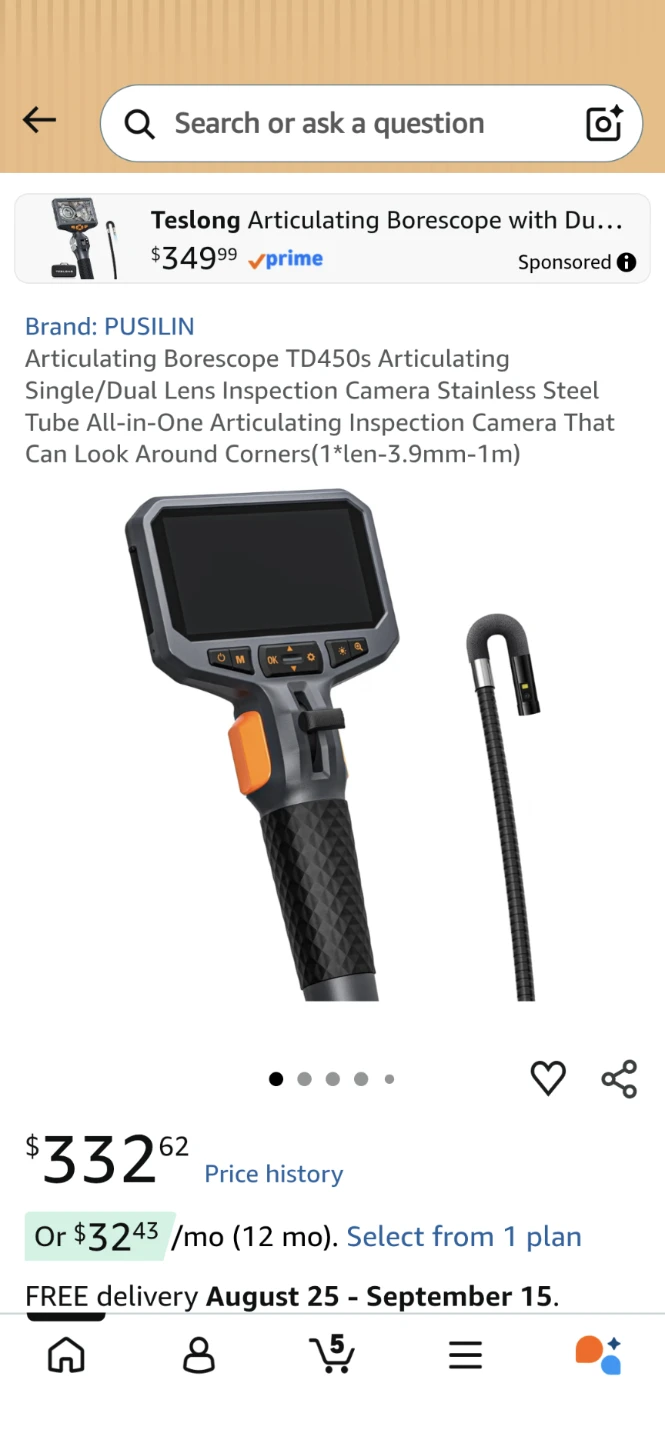 TESLONG Articulating Borescope TD450s