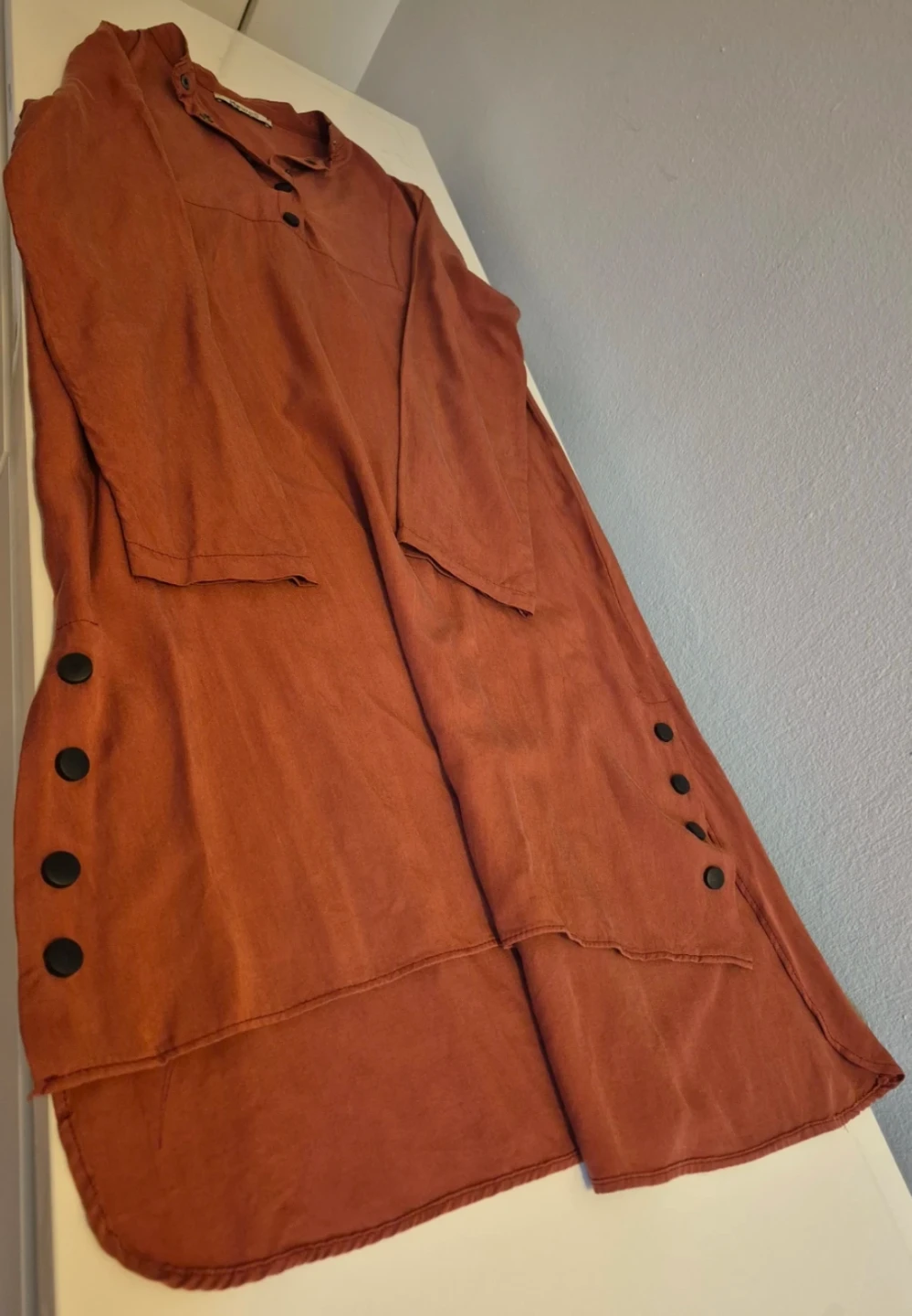 Hewes Knit Rust Orange Button-Up Tunic Top & Pants Set