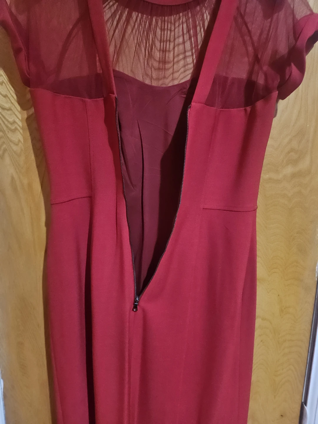 Maggy London Red Mesh Detail Fishtail Dress - photo 4