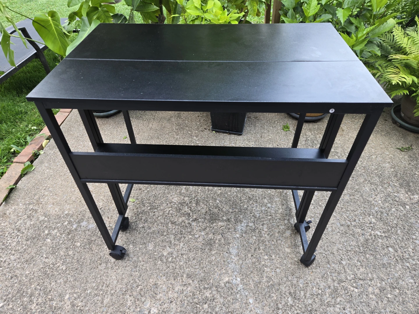 Black Drop-Leaf Table with Wheels