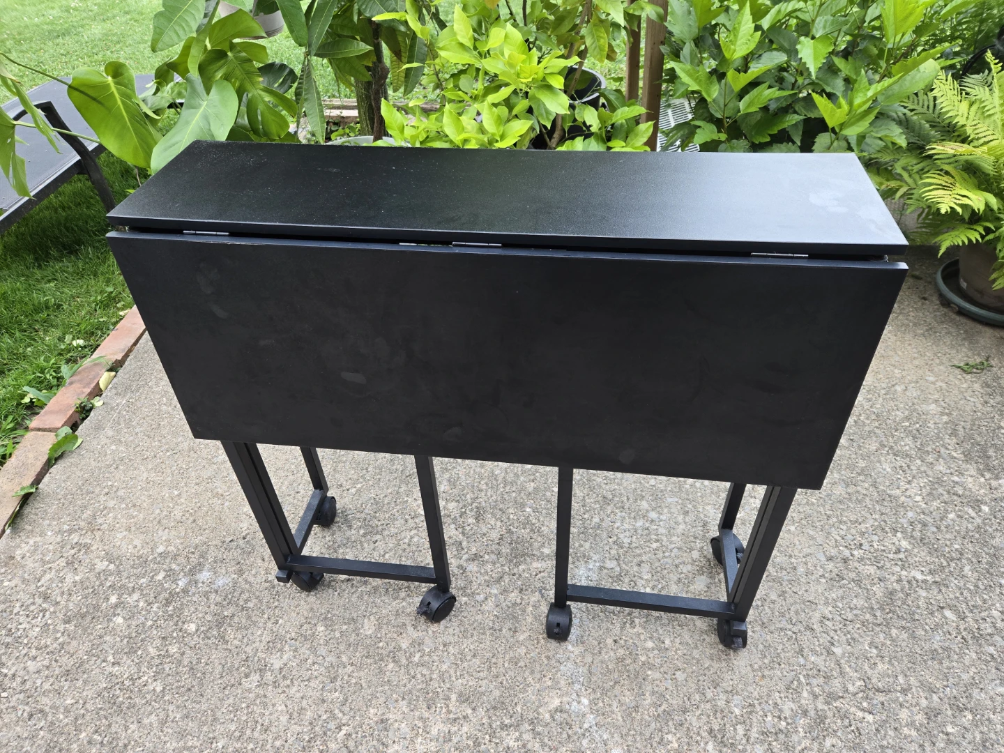 Black Drop-Leaf Table with Wheels - photo 3