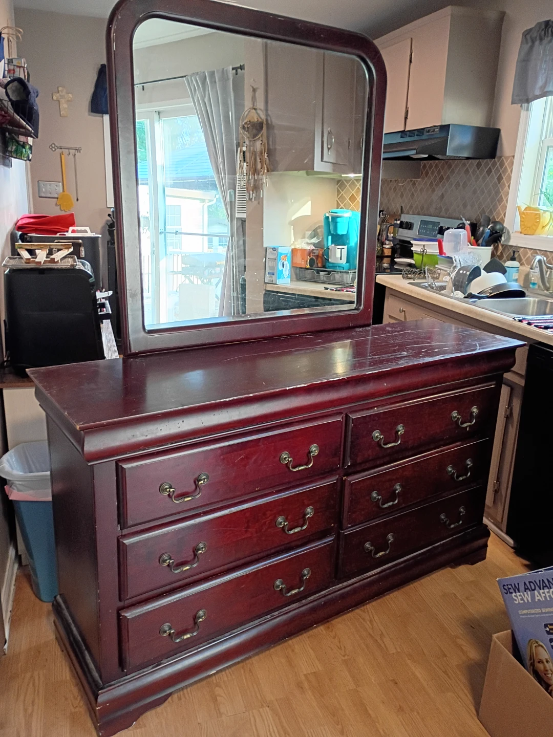 Dark Wood Dresser with Mirror - photo 2