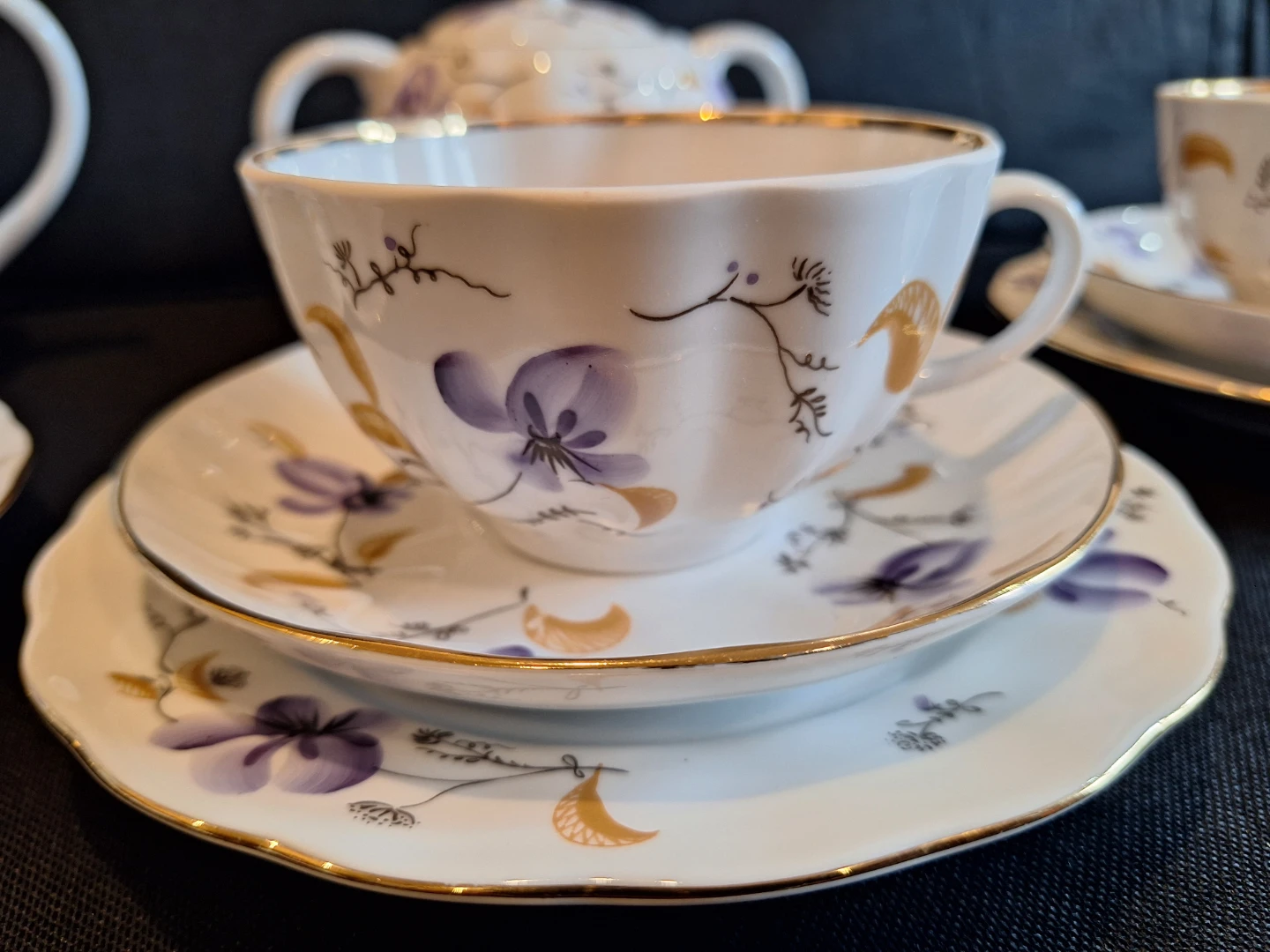 Beautiful Violets tea set porcelain Lomonosov Russia - photo 3