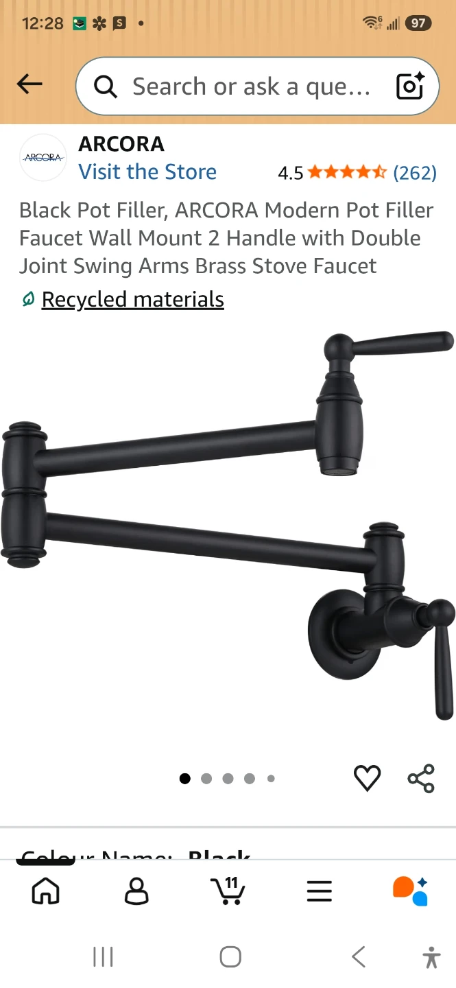 ARCORA Black Modern Pot Filler Faucet
