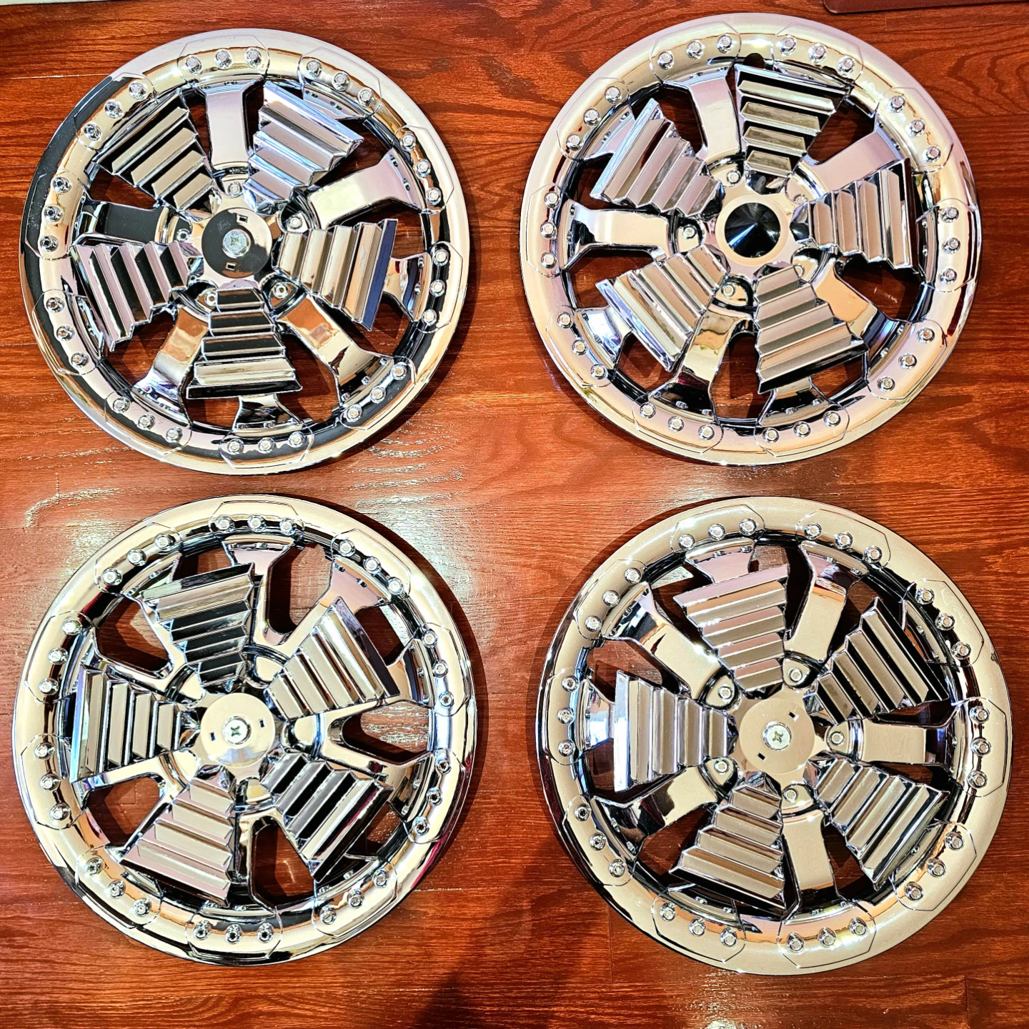 14" Chrome Spinning Hubcaps Wheel Cover Set of 4