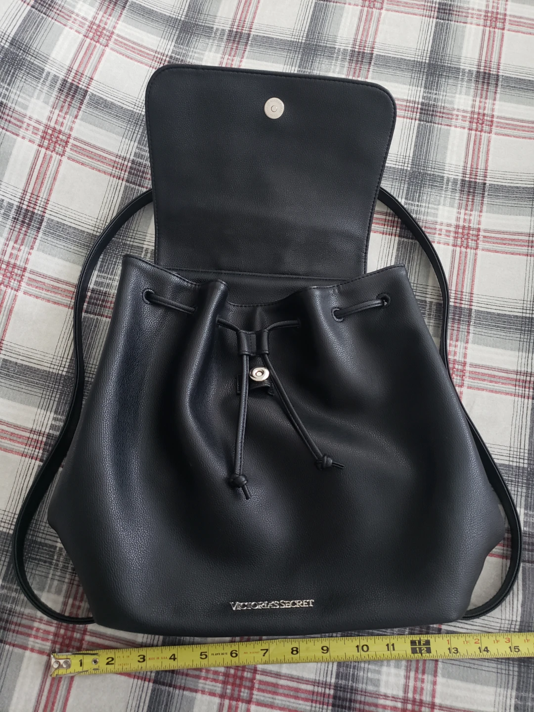 Victoria's Secret Black Faux Leather Backpack - photo 2