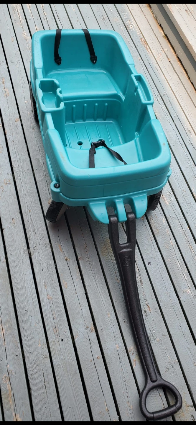 Teal Plastic Wagon with Seatbelts