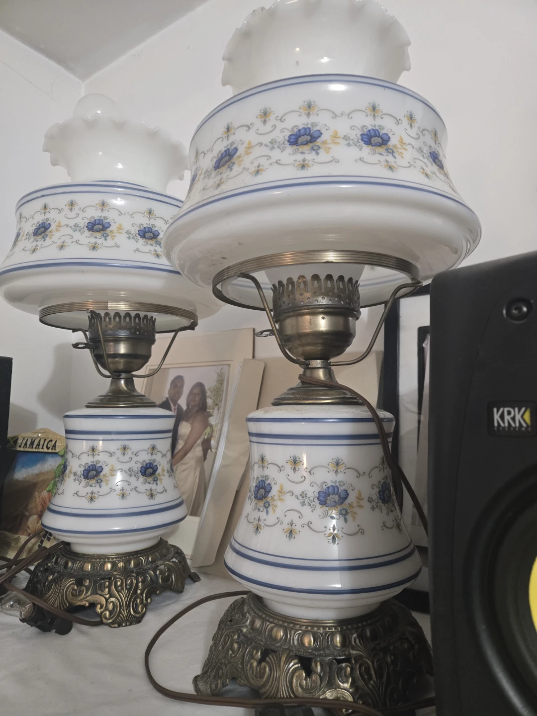 Vintage Floral Table Lamps (Pair)
