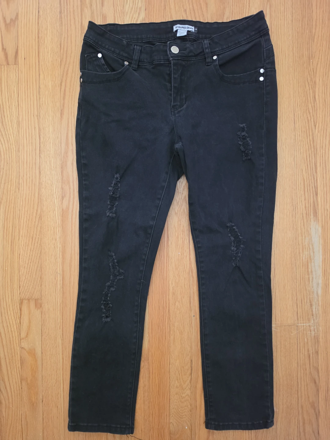 Black Distressed Skinny Jeans - Size 11