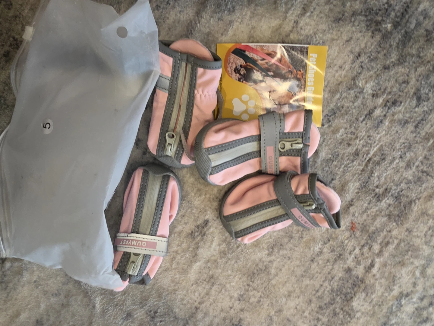 QUMYPET Pink Dog Boots Size 5