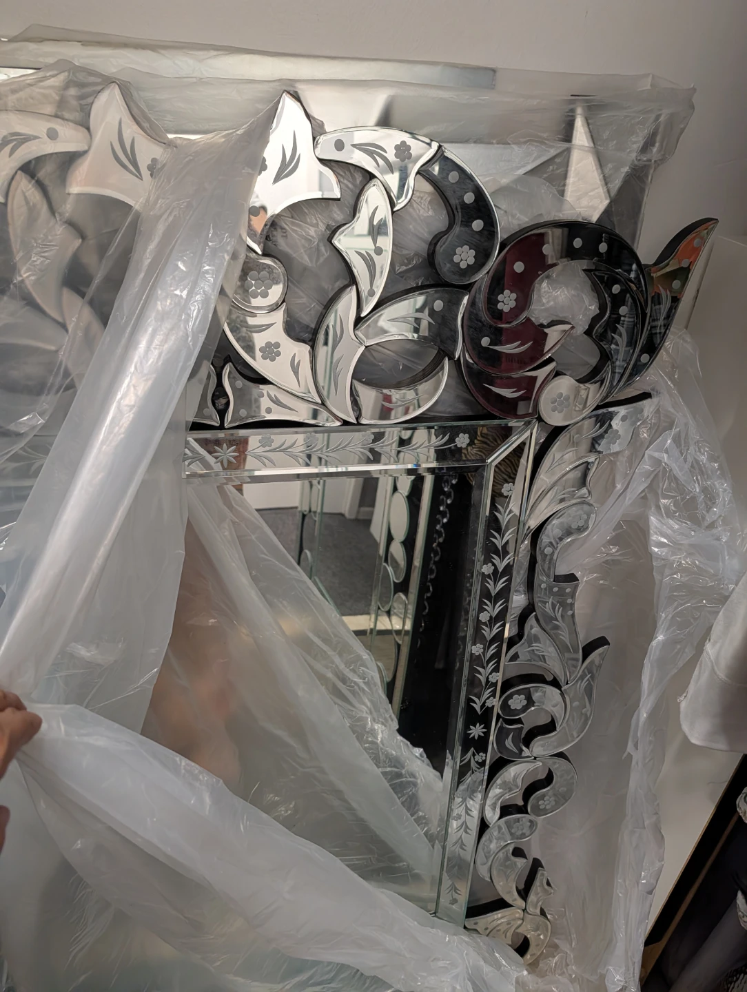 Ornate Etched Glass Mirror - photo 2