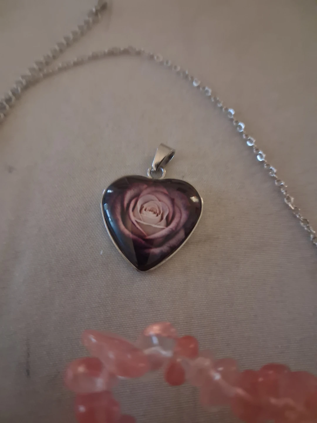 Heart Pendant Necklace with Pink Stone Bracelet - photo 5