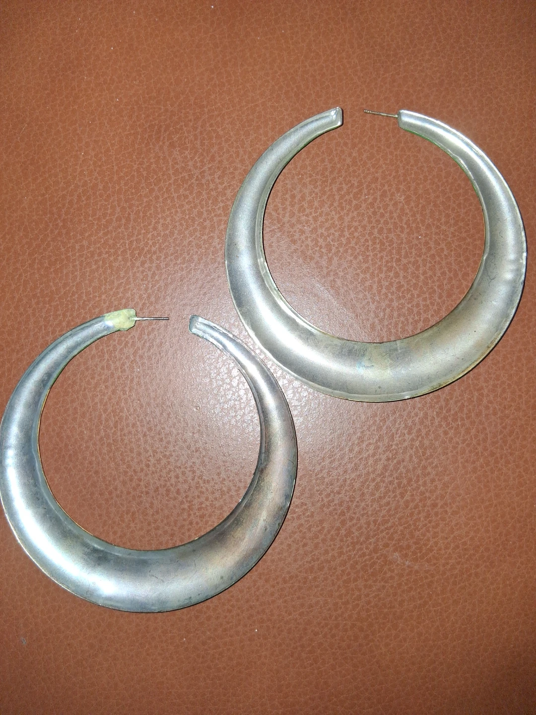 Jamaican Flag Color Large Crescent Hoop Earrings! - photo 2