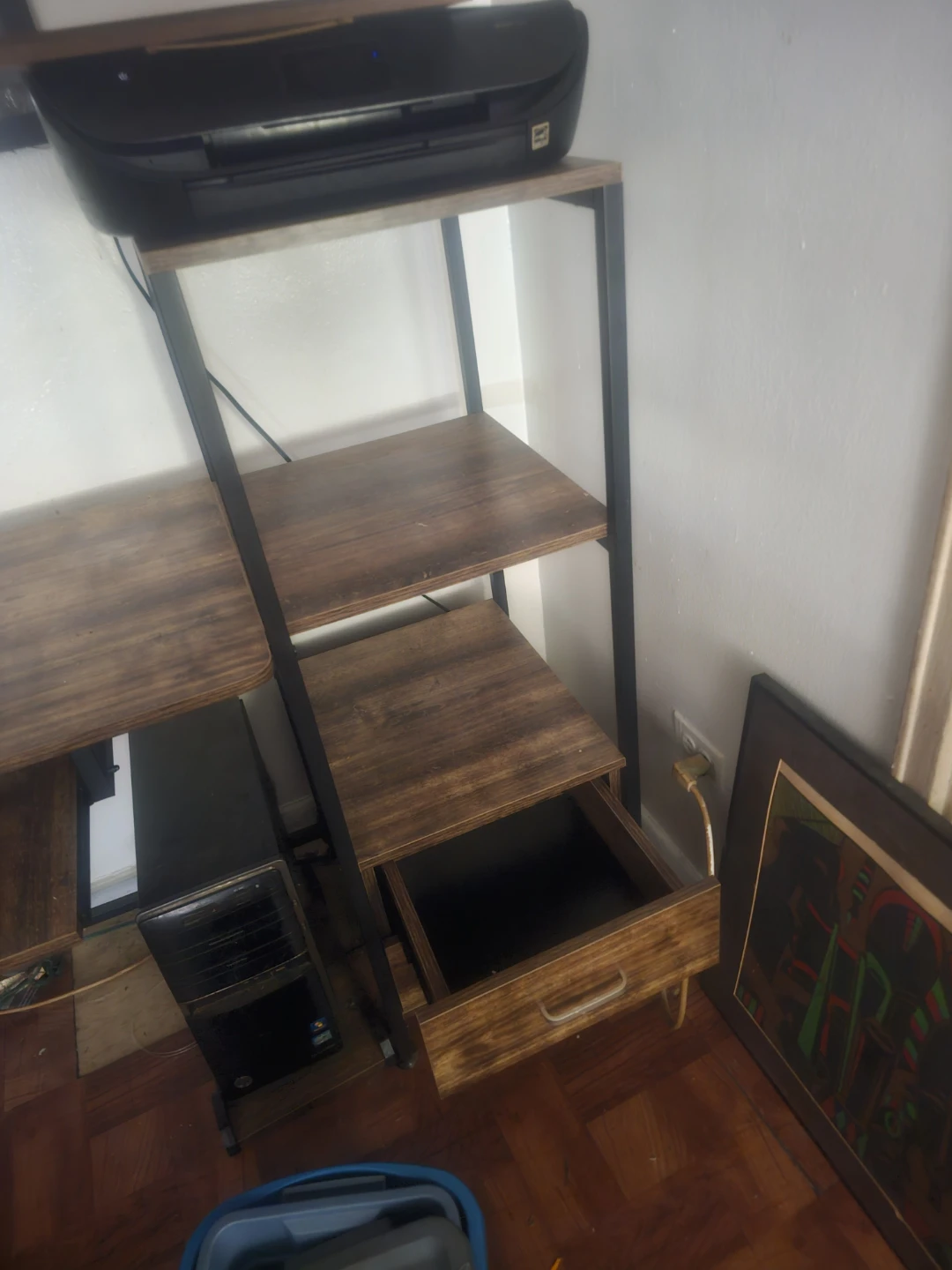 Rustic Wood Computer Desk with Shelving