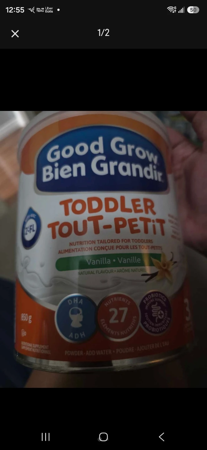 Good Grow Bien Grandir Toddler Nutrition Vanilla 850g