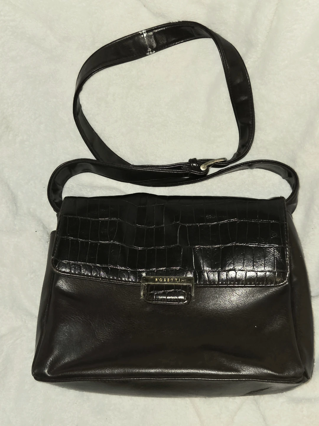 Rosetti Dark Brown Faux Croc Shoulder Bag