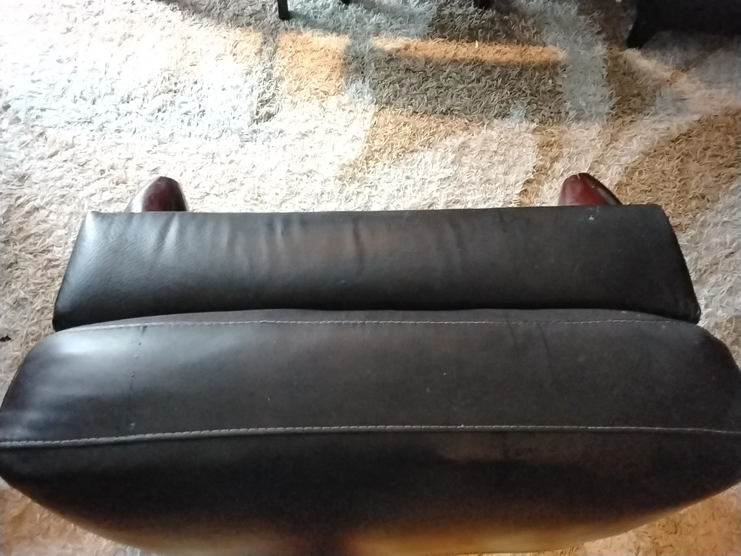 Dark Brown Faux Leather Ottoman Footrest/Chair - photo 5
