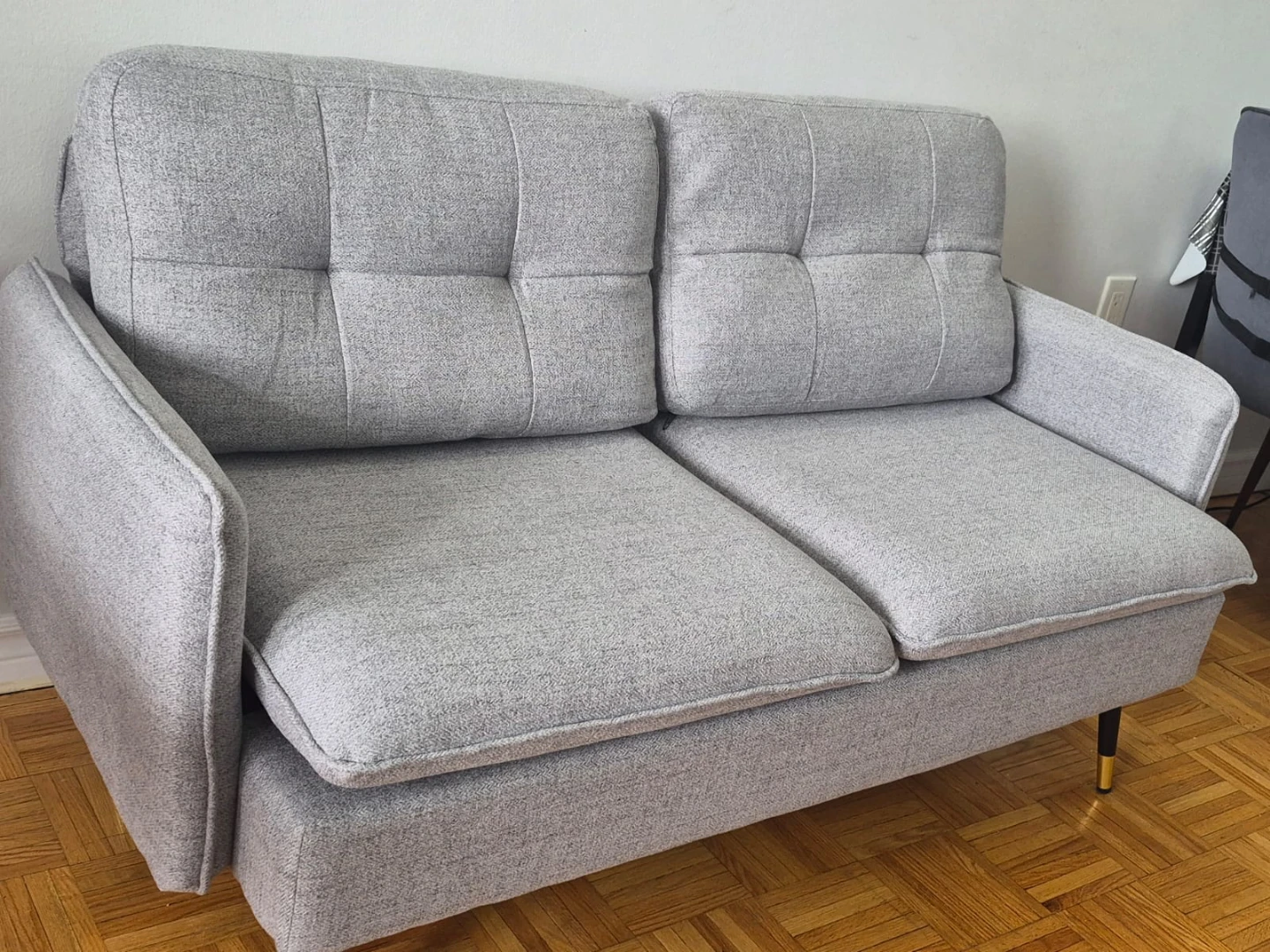 "HOMCOM 55"" Loveseat Sofa,  Small Couch for Bedroom, Grey" - photo 3