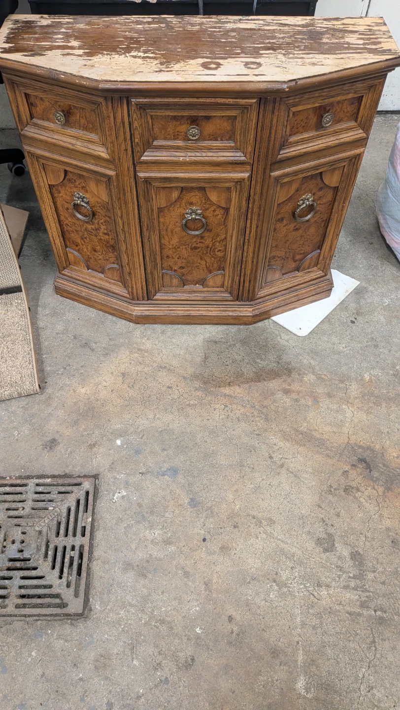 Vintage Wood Sideboard with Drawers and Doors