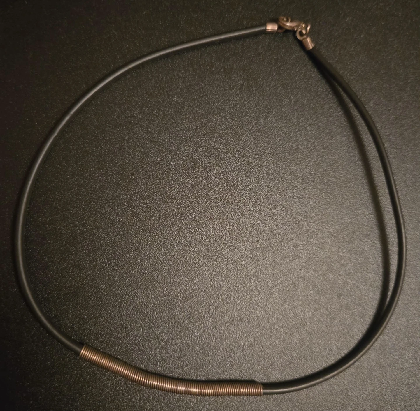 Black Cord Necklace with Copper Wire Accent - photo 2