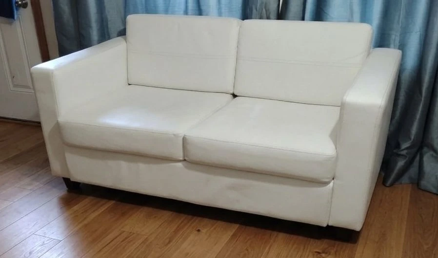White 2-Seater Loveseat Sofa