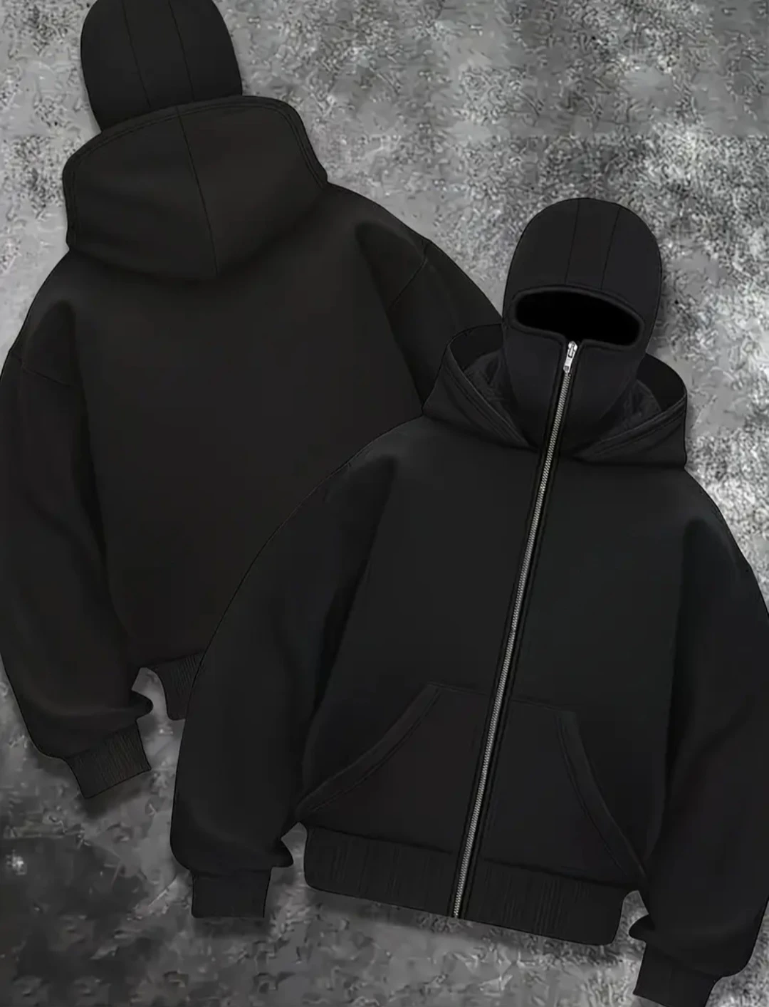 Black Full Zip Hoodie with Balaclava Hood - photo 2