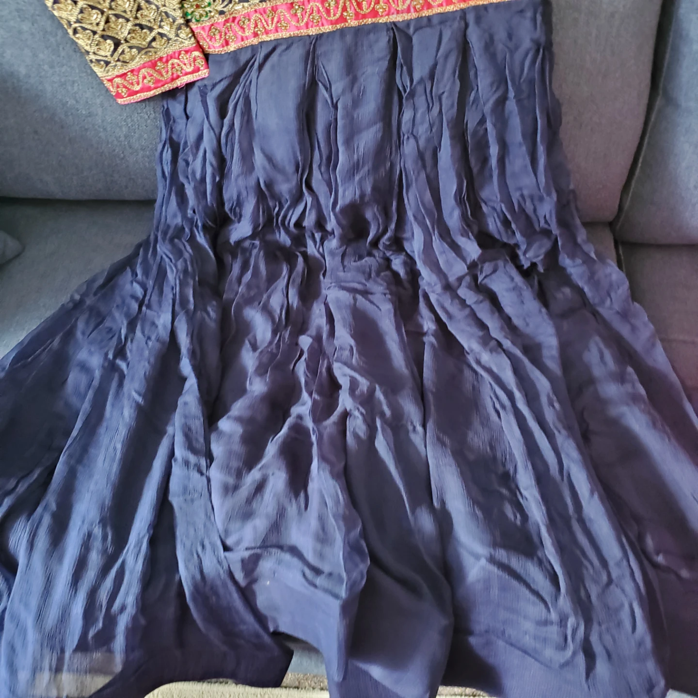 Embroidered Navy Blue Anarkali Style Dress - photo 2