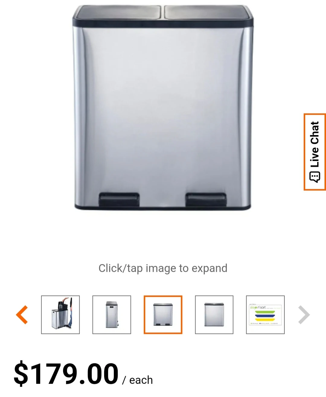 Brushed Stainless Steel Dual Compartment Kitchen Bin - photo 2