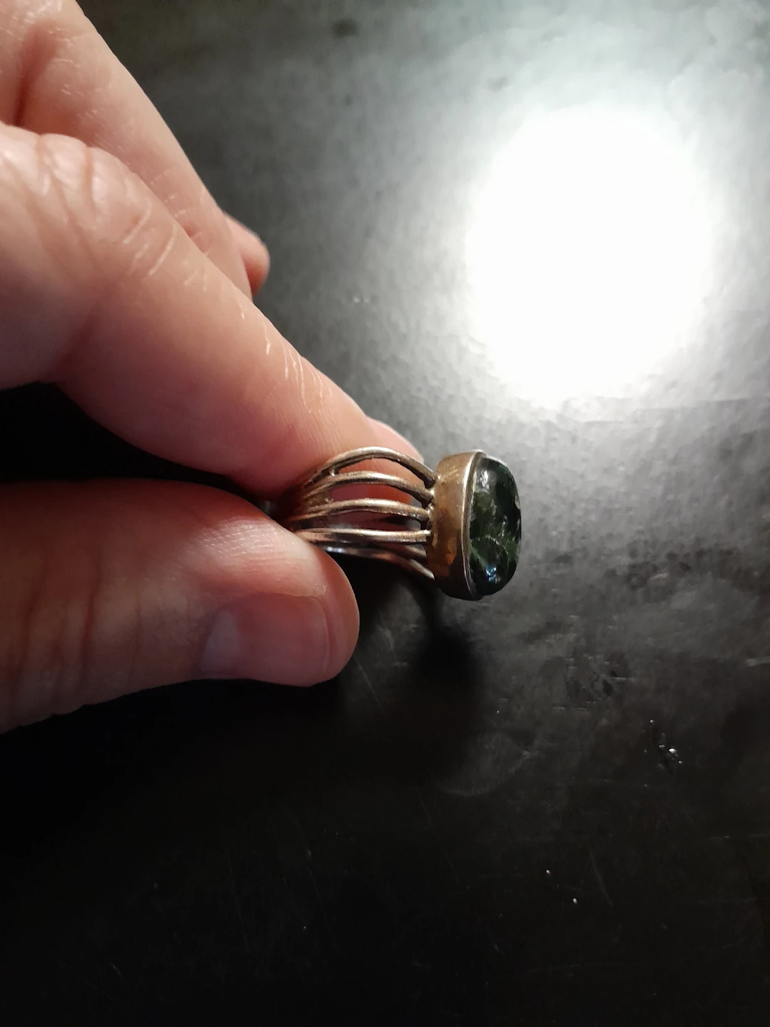 Silver Tone Ring with Green Stone - photo 2