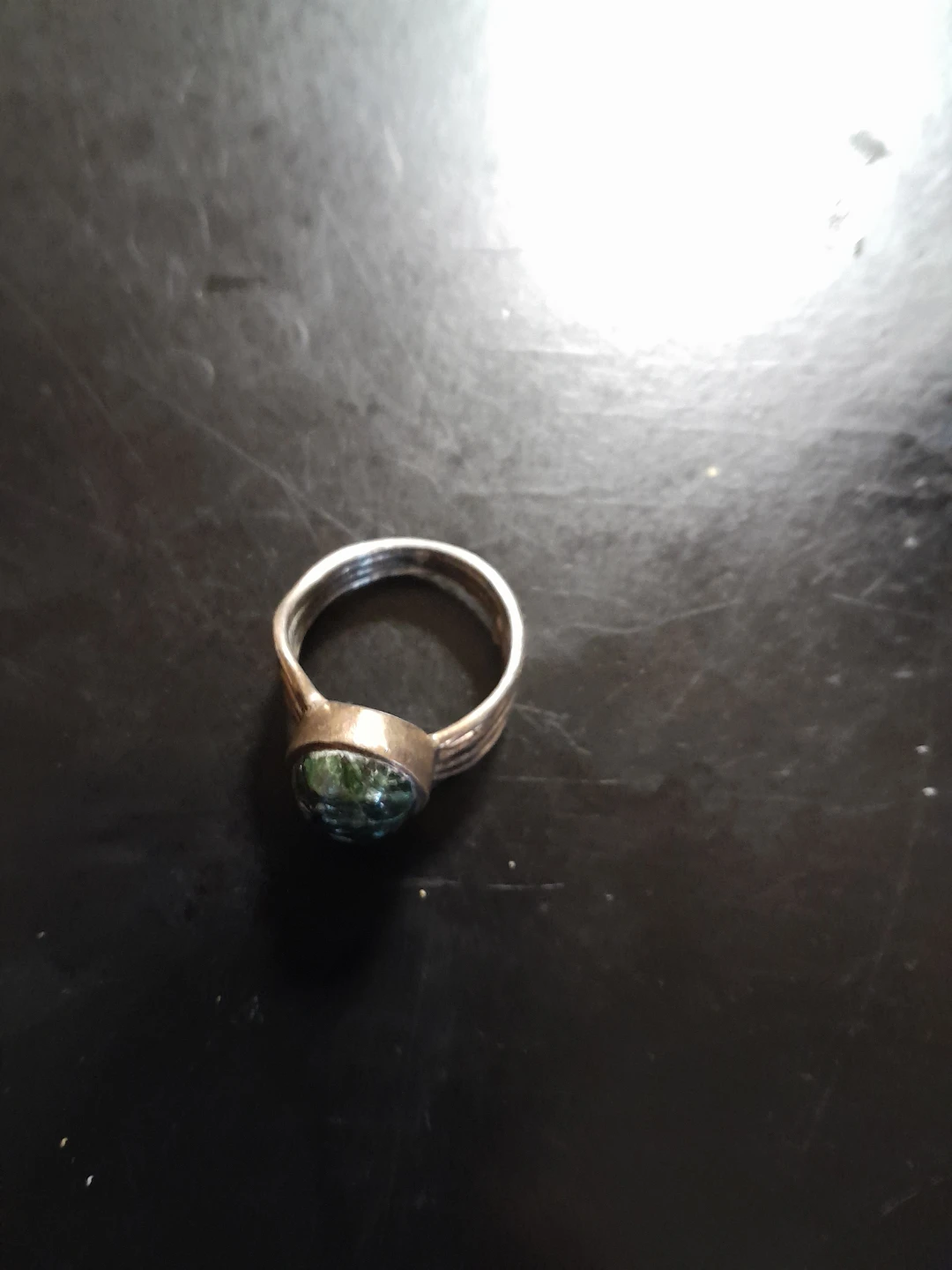 Silver Tone Ring with Green Stone - photo 3