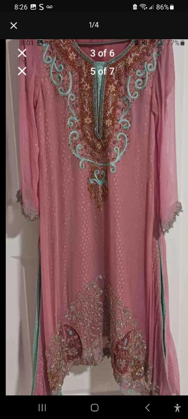 Embroidered wedding dress party wear heavy work occasion used