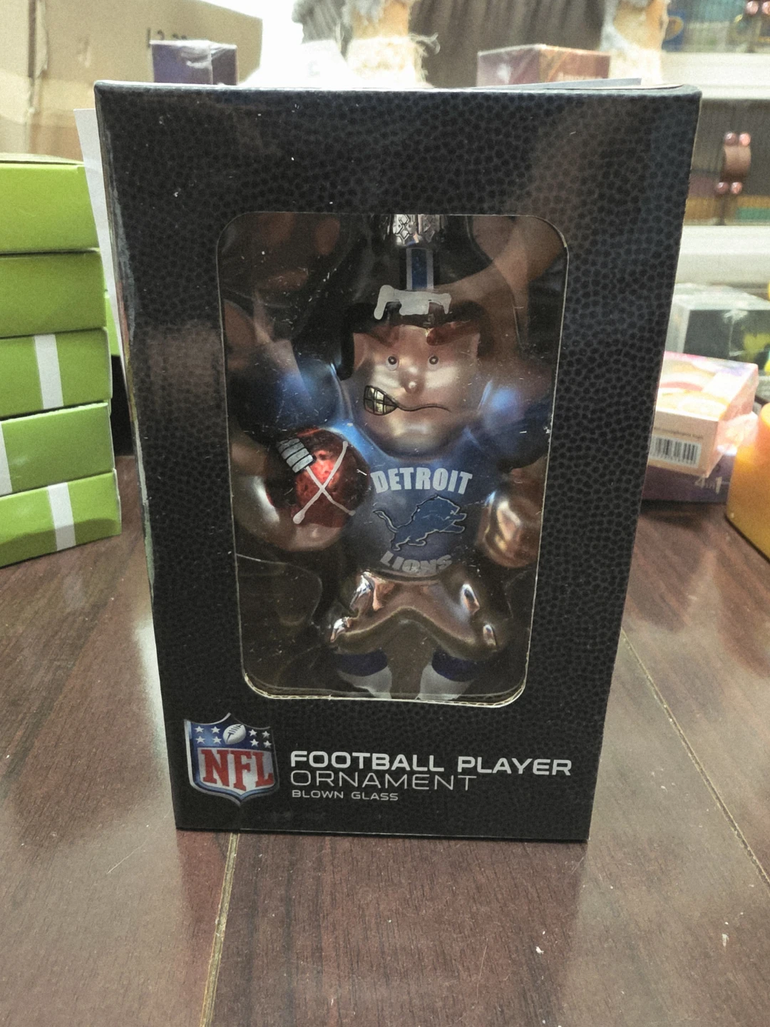 NFL Detroit Lions Football Player Blown Glass Ornament